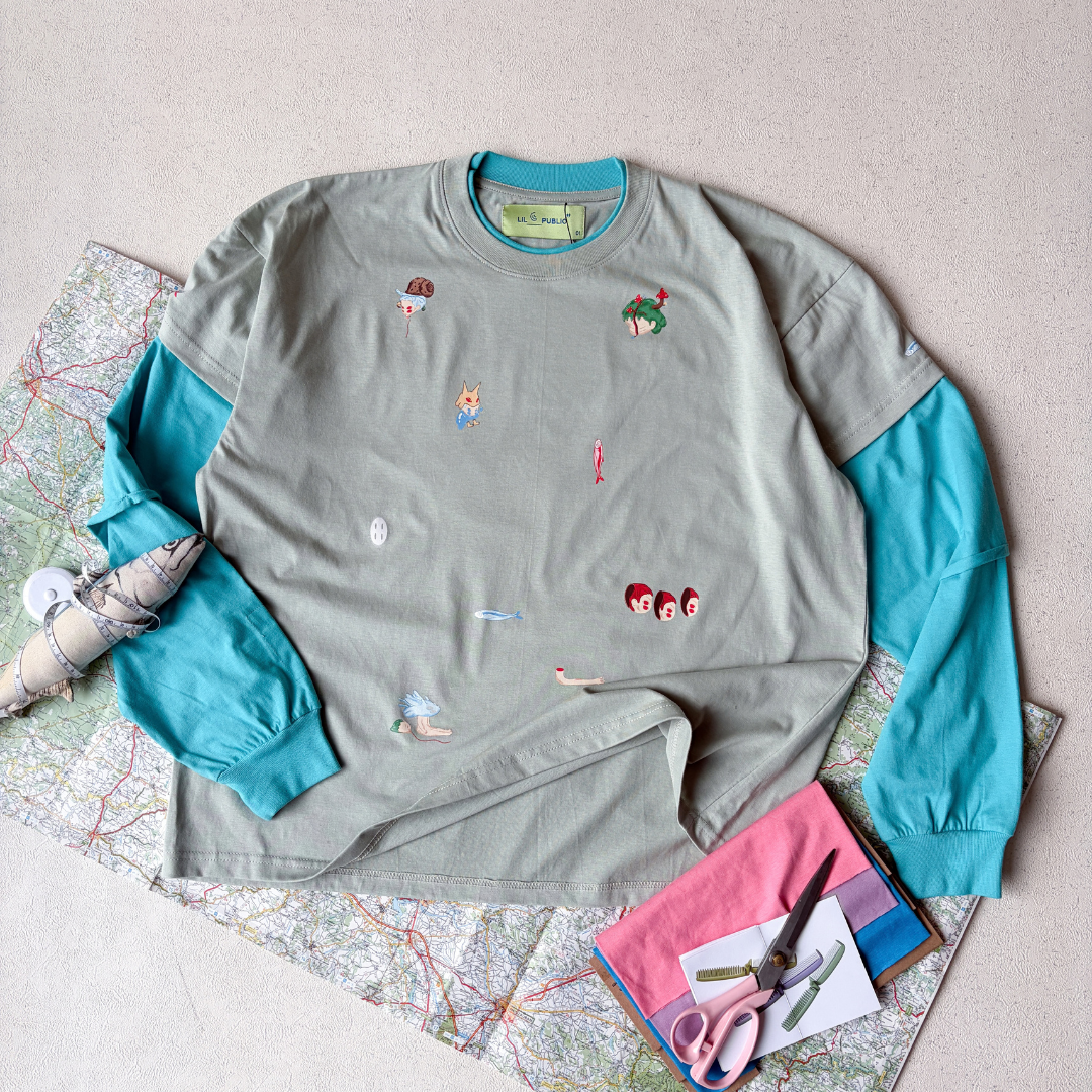LIL PUBLIC Katabuchi Triple layer Tee Green "Uketsu Series"