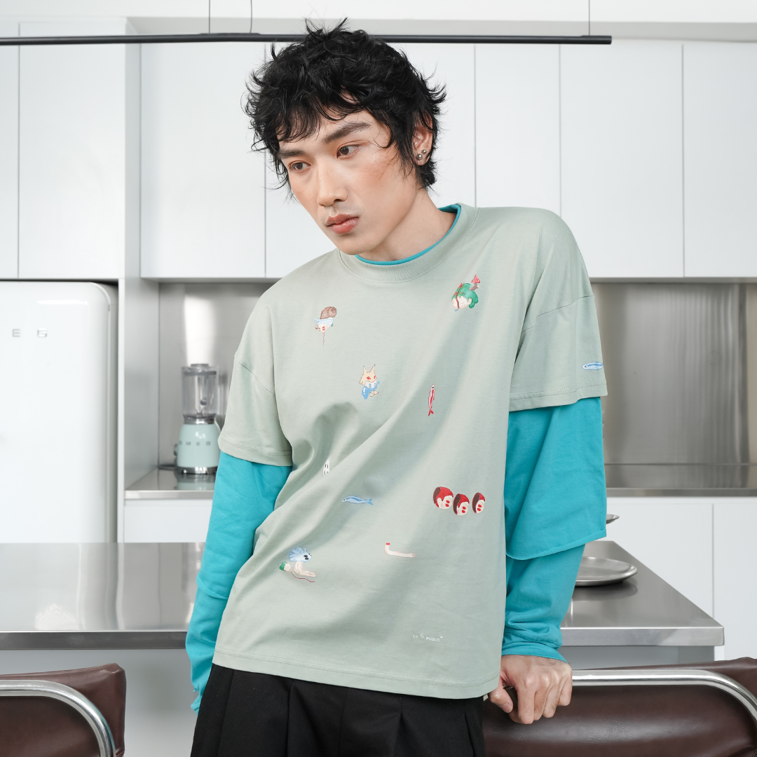 LIL PUBLIC Katabuchi Triple layer Tee Green "Uketsu Series"