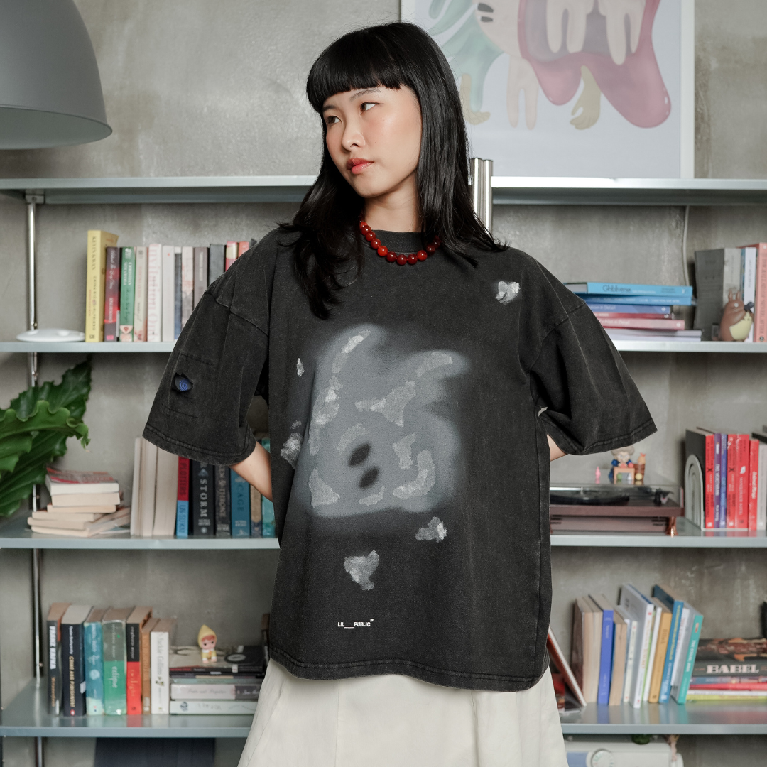 LIL PUBLIC Oversize Heavyweight T-shirt  Oba Yozo Black Wash “Osamu Series”