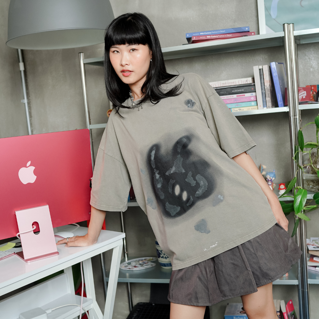LIL PUBLIC Oversize Heavyweight T-shirt  Oba Yozo Green Wash “Osamu Series”