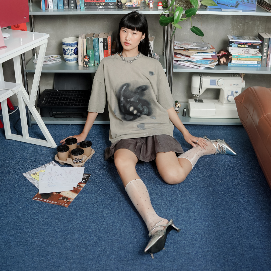 LIL PUBLIC Oversize Heavyweight T-shirt  Oba Yozo Green Wash “Osamu Series”