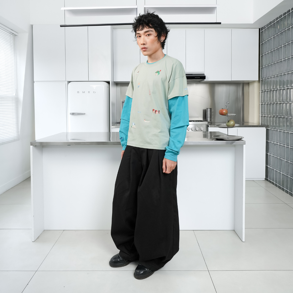 LIL PUBLIC Katabuchi Triple layer Tee Green "Uketsu Series"