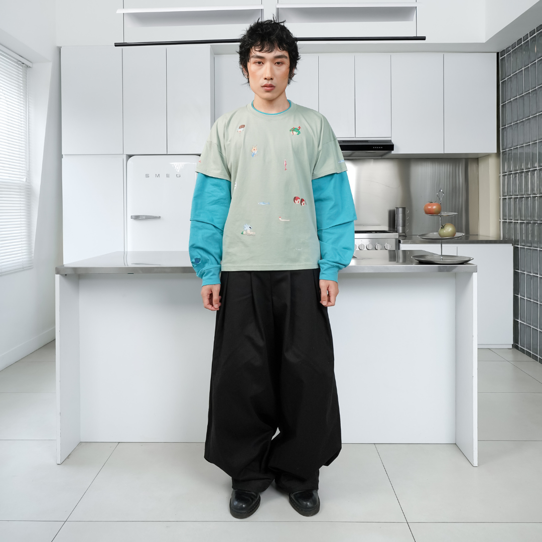LIL PUBLIC Katabuchi Triple layer Tee Green "Uketsu Series"