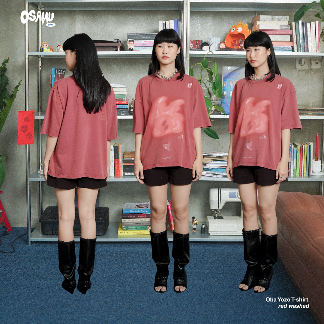 LIL PUBLIC Oversize Heavyweight T-shirt Oba Yozo Red Wash “Osamu Dazai” - Image 5
