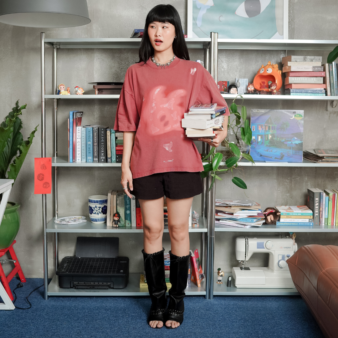 LIL PUBLIC Oversize Heavyweight T-shirt Oba Yozo Red Wash “Osamu Dazai” - Image 2
